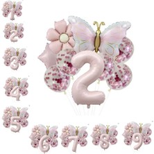 Gold Kelebek Papatyalı 2 Yaş Folyo Balon Set