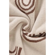 Battani.Co  Kız ve Erkek Bebek Için Triko Örgü Bebek Battaniyesi 85CM X85CM Rainbow Bej