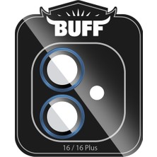 Buff iPhone 16 Plus / iPhone 16 Metal Kamera Lens Koruyucu V2 - Mavi