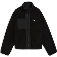 Puma Kadın Reversible Sherpa Ceket A-Form Fit Normal Yaka Cepli Siyah Dokuma Jacket
