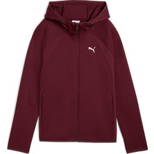 Puma Evostrıpe Full-Zip Hoodie Kadın Uzun Kol Spor Ceket Bordo Düz Desen