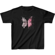 Çocuk Kız Baskılı T-Shirt - Siyah
