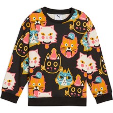 Puma Moody Cat Crew Çocuk Siyah Bisiklet Yaka Sweatshirt