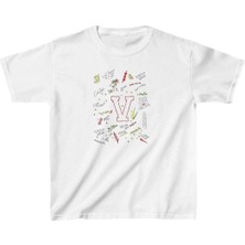 Unisex Çocuk Baskılı T-Shirt - Beyaz