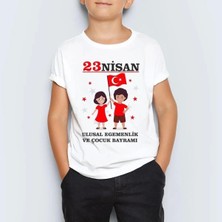 Unisex Çocuk Baskılı T-Shirt - Beyaz