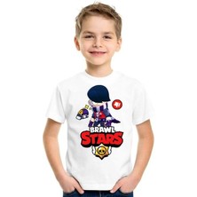 Unisex Bisiklet Yaka Kısa Kol Baskılı Çocuk T-Shirt - Beyaz