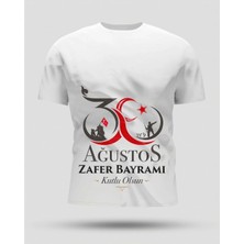 30 Ağustos Oversize Baskılı T-Shirt - Beyaz