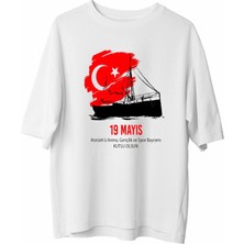 19 Mayıs 20/1 Unisex Baskılı T-Shirt - Beyaz