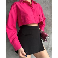 Poplin Crop Gömlek Fuşya S3060