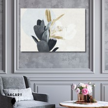 Tekli Yatay Kanvas Duvar Tablosu Siyah Soft Kauçuk Yaprağı