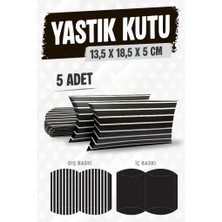 Yastık Kutu Karton Çizgili Hediye Kutusu  13,5X18,5X5 cm  5 Adet   SIYAH-T1477