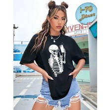 Baskılı Kadın T-Shirt - Siyah