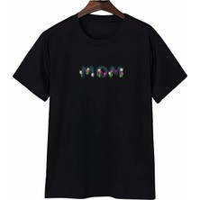 Anneler Gününe Özel Tasarım Mom Çiçek Baskılı T-Shirt - Siyah