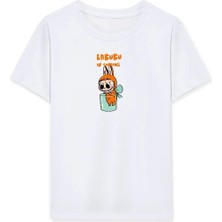 Kız Labubu Çocuk Baskılı T-Shirt - Beyaz