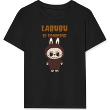 Kız Labubu Çocuk Baskılı T-Shirt - Siyah