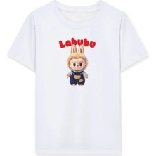 Kız Labubu Çocuk Baskılı T-Shirt - Beyaz