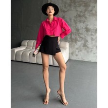 Poplin Crop Gömlek Fuşya S3060
