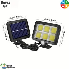 HB-600 Model 120 Cob LED Solar Panel Güneş Enerjili 3 Mod Solar Duvar Lambası Bahçe (2400MAH.)