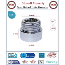 1/2'' Musluk Uzatması - 1.5cm - Paslanmaz Çelik - 3 Adet