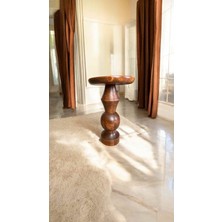 Simillo Home & Living Açık Ceviz Renk Tekli Mantar Yan Sehpa – El Yapımı Doğal Ahşap