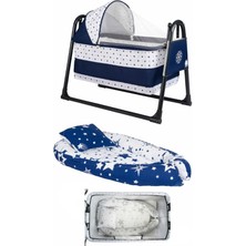 Bebetrend Özbay Btrend Sallanır Sepet Beşik Bebek Beşiği Black Kadro+Babynest Yatak ve Yastık 2 Li Set