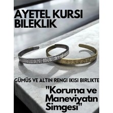 Ayetel Kürsi Yazılı Bileklik Paslanmaz Çelik Ayarlanabilir Çift Erkek/kadın Bileklik