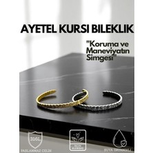 Ayetel Kürsi Yazılı Bileklik Paslanmaz Çelik Ayarlanabilir Çift Erkek/kadın Bileklik