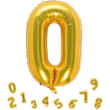 Parti Adresi Rakam Folyo Balon Doğum Günü Parti Balonu 0 Altın Renk 76 cm 34 inc