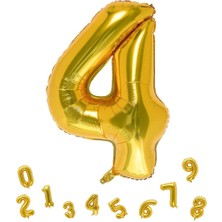 Parti Adresi Rakam Folyo Balon 4 Altın Renk 80 cm - 32"