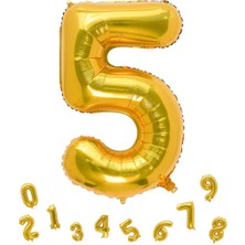 Parti Adresi Rakam Folyo Balon 5 Altın Renk 80 cm - 32"