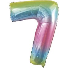 Parti Adresi Rakam Folyo Balon 7 Gökkuşağı Renk 86 cm - 34”