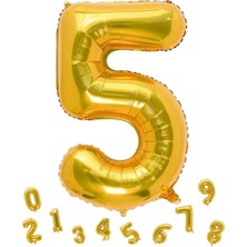 Parti Adresi Rakam Folyo Balon 5 Altın  Renk 100 cm - 40"