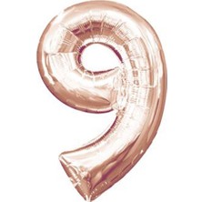 Parti Adresi Rakam Folyo Balon 9 Rose Gold Renk 100 cm - 40"