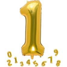 Parti Adresi Rakam Folyo Balon 1 Altın Renk 100 cm - 40"