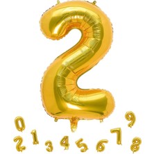 Rakam Folyo Balon Doğum Günü Parti Balonu 2 Altın Renk 86 cm 34 Inc