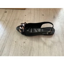 Siyah  Taşlı Babet Ayakkabı