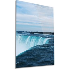 Niagara Şelalesi Dikey Cam Tablo, Ev ve Ofis Duvar Dekoru, Lüks Hediyelik, Kırılmaz Çizilmez