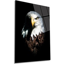 Vahşi Kartal Hayvan Portresi Dikey Cam Tablo, Ev ve Ofis Duvar Dekoru, Lüks Hediyelik, Kırılmaz