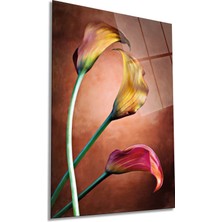 Rengarenk Laleler Dikey Cam Tablo, Ev ve Ofis Duvar Dekoru, Lüks Hediyelik, Kırılmaz Çizilmez