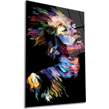 Soyut Rengarenk Portre Dikey Cam Tablo, Ev ve Ofis Duvar Dekoru, Lüks Hediyelik, Kırılmaz Çizilmez