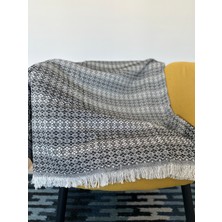 Ilmeki Siyah Renk Destina Koltuk Örtüsü / Yatak Örtüsü / Pike – 170X210 cm – %100 Geri Dönüştürülmüş Iplik – Şık ve Doğal Dokuma – Normal Saçaklı