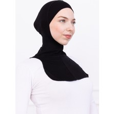 Siyah Ninja Bone Boyunluklu Likralı Sporcu Bonesi Kadın Pratik Tesettür Hijab Başörtü