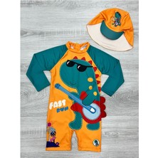 My Kids Wear Şapkalı Uzun Kollu Mayo Erkek Çocuklar İçin Desenli Hızlı Kuruyan Polyester