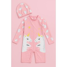 Kız Cocuk Uzun Kollu ve Fermuarlı Mayo Takımı 3 -10 Yas 11907