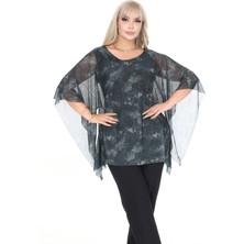 Büyük Beden Sim ve Kol Detaylı Akışkan Bluz 44C-2695