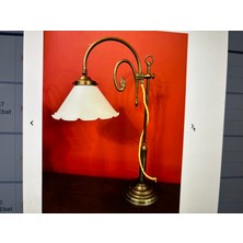 Opalin Camlı Pirinç Avrupa Abajur 56 cm Boyunda