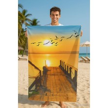 Yetişkin Unisex 70X140 cm Yaz Desenli Plaj ,deniz , Banyo Havlusu Ocean