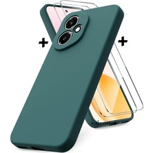 Honor 400 Kılıf Kamera Korumalı Yumuşak Renkli Mat Kadife Silikon + 9h Ekran Koruyucu Cam 2in1 Set