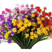 6lı Set Yapay Çiçek Sazlı Lotus Karışık Renk 7 Dal Plastik  30CM