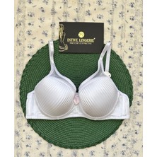 Evelyn Parlak Saten Çizgi Detaylı C Cup Balenli Desteksiz Önü Tül Detaylı Şık Sütyen